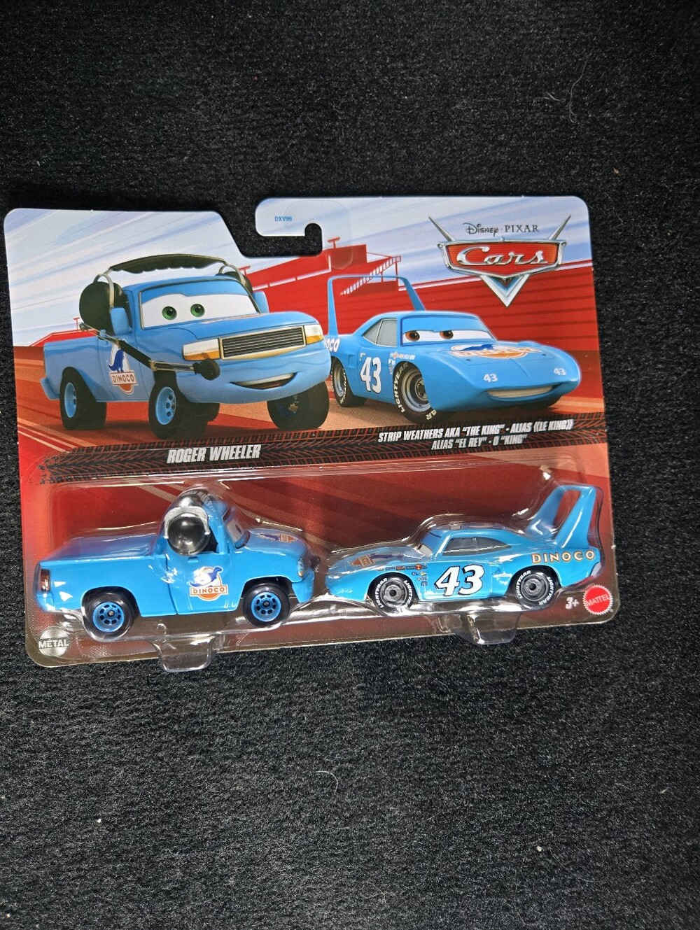 Disney Pixar Cars Dinoco Roger Wheeler & "The King" Blue Vehicle 2-Pack